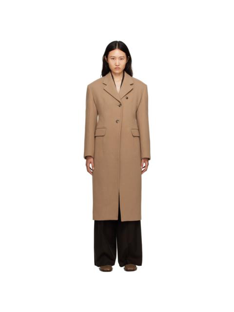 Beige Single-Breasted Coat