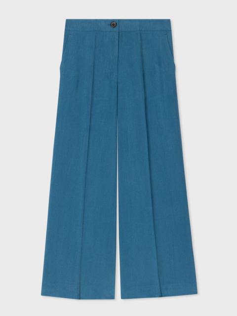 Paul Smith Teal Wide Leg Cropped Trousers