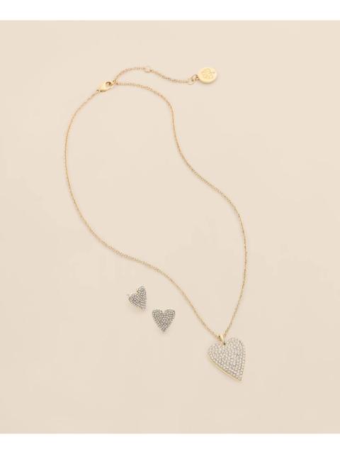 Brooks Brothers Gold-Tone Cubic Zirconia Heart Necklace & Earrings Set