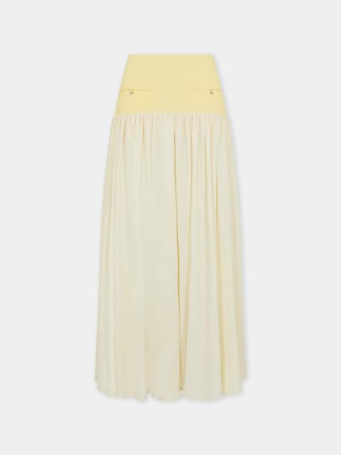 rabanne LONG SKIRT IN CRÊPE DE CHINE AND COTTON WITH BI-COLOR DETAILS
