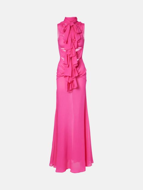 Alaïa Cutout ruffled jersey gown
