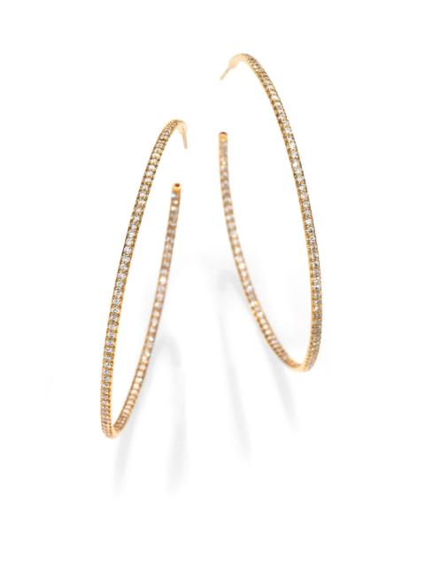 ROBERTO COIN Women's Diamond & 18K Gold Inside-Outside Hoop Earrings/2.25" - Yellow Gold