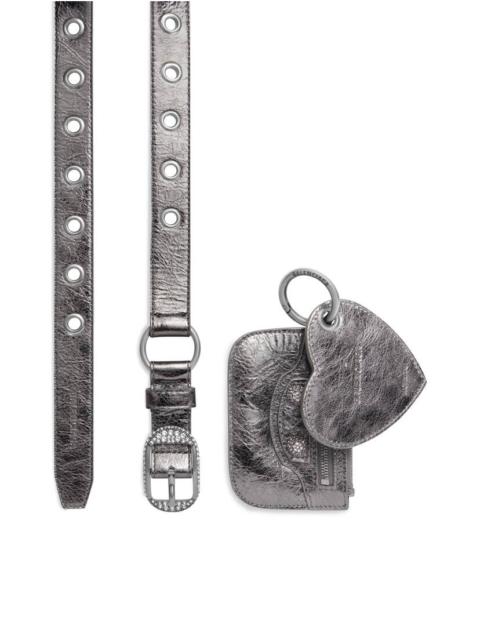 Women's Le Cagole Charms Belt Metallized With Rhinestones in Silver