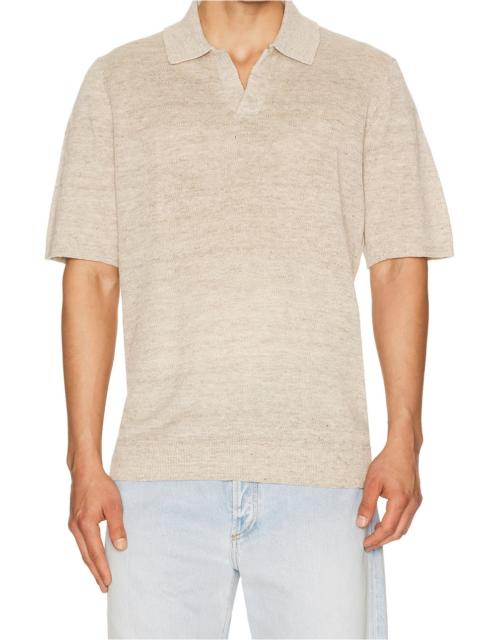 FAHERTY Short Sleeve Linen Sweater Polo