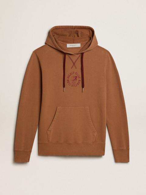 Malt-colored cotton sweatshirt with hood