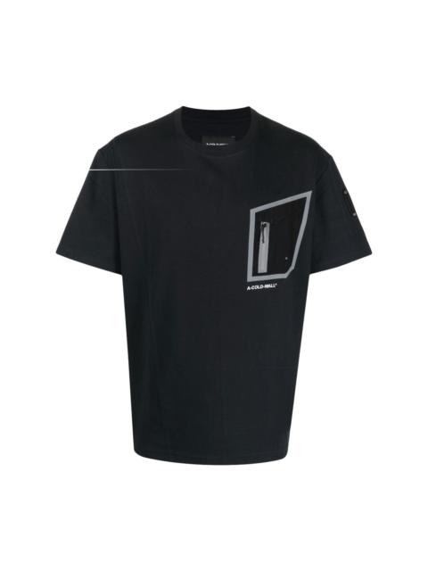 asymmetric-pocket logo-print T-shirt