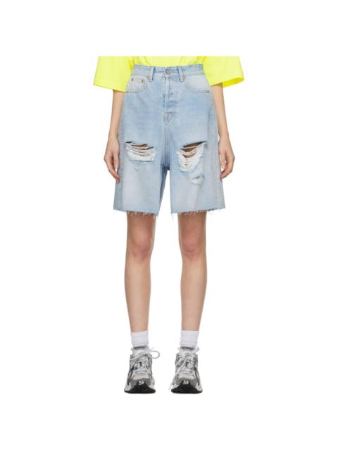 VETEMENTS Blue Destroyed Denim Shorts