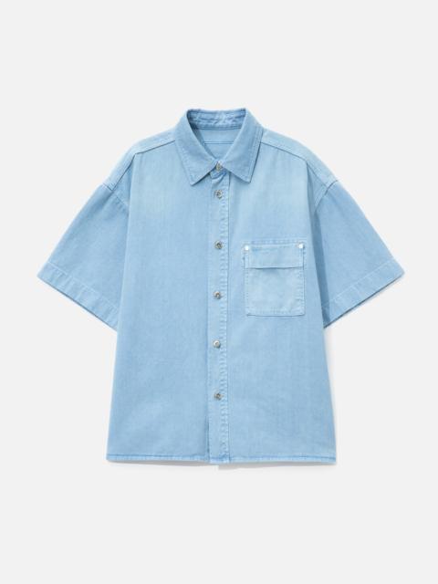 Wooyoungmi BLUE DENIM BACK LOGO SHORT SLEEVE SHIRT