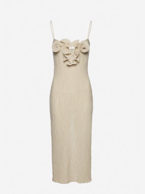 MAGDA BUTRYM Sleeveless crepe beach midi dress in beige