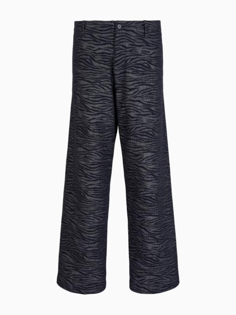 Emporio Armani Sustainability Values Capsule Collection tiger-motif jacquard organic cotton trousers