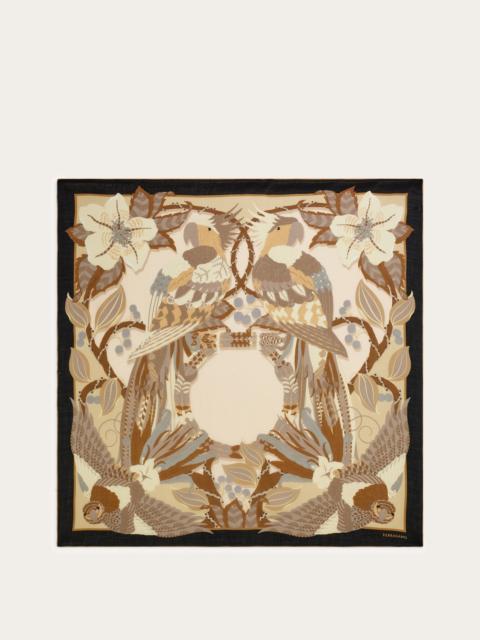 FERRAGAMO Parrots print cashmere shawl