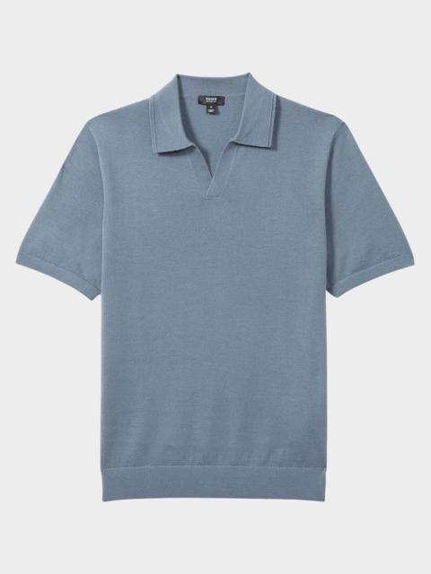 REISS Men's Duchie Merino Wool Open Collar Polo Shirt