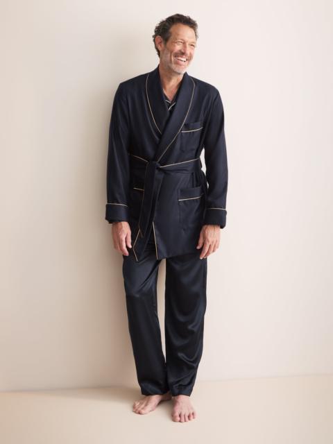 Derek Rose Duke Cashmere Short Robe Navy Blue
