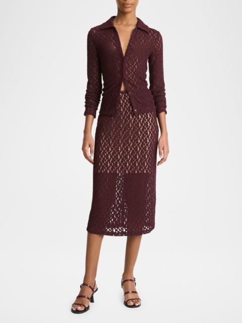 Vince Floral Smocked Midi Skirt