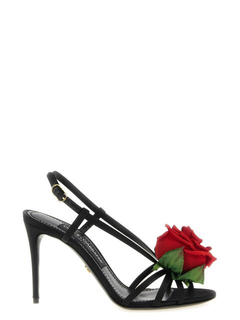 Dolce & Gabbana Satin Sandals With Flower
