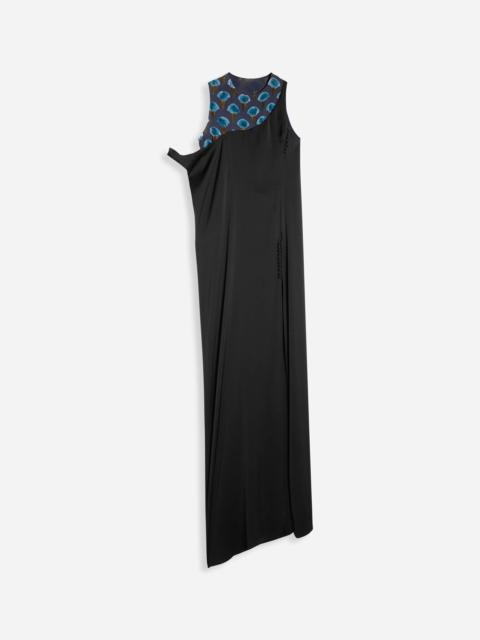 Lanvin ASYMMETRICAL DRAPED SATIN MIDI DRESS