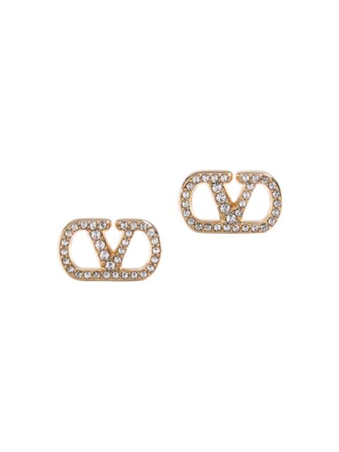 Valentino Women's VLogo Signature Earrings in Metal and Swarovski Crystals - Gold Crystal