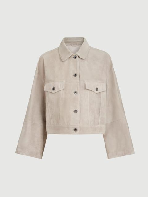 Brunello Cucinelli Couture suede outerwear jacket with monili