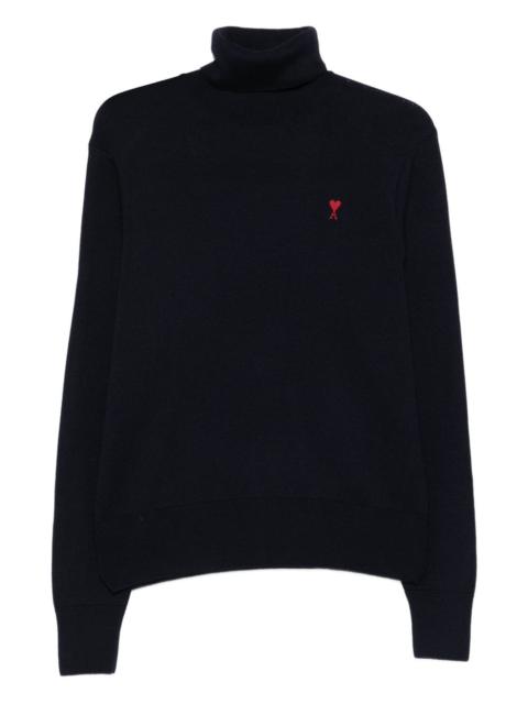 AMI Paris heart-embroidered turtleneck sweater