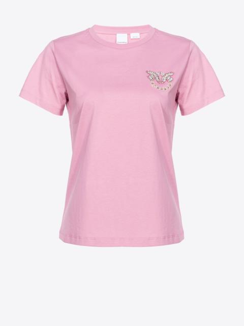 PINKO T-SHIRT WITH MINI EMBROIDERED LOVE BIRDS LOGO