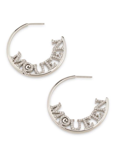 Alexander McQueen Women's Silvertone & Glass Crystal Logo Hoop Earrings - Silver Grey