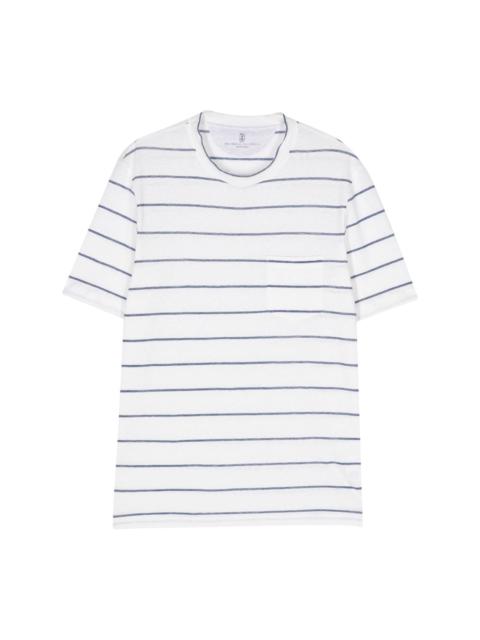slub-textured striped T-shirt
