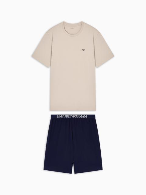 EMPORIO ARMANI ENDURANCE JERSEY PYJAMAS WITH BERMUDA SHORTS