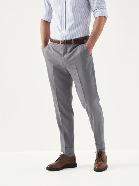 Virgin wool and silk lightweight hopsack formal fit trousers