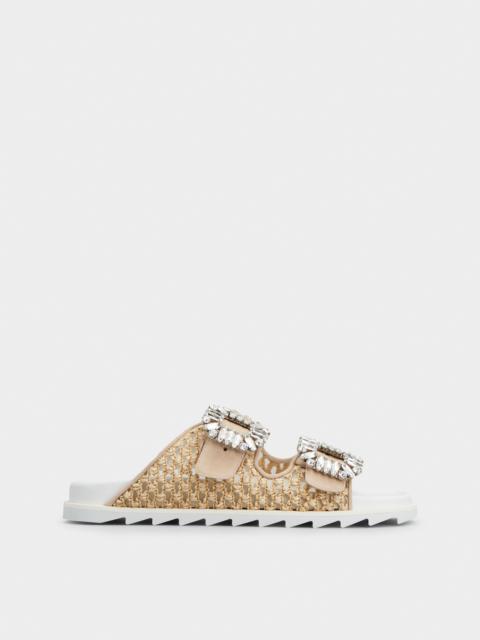 Roger Vivier Slidy Viv' Strass Buckle Mules in Raffia