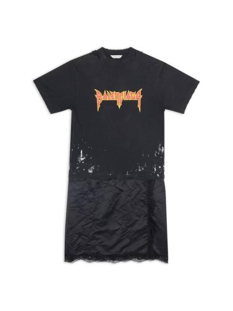 BALENCIAGA Women's Metal T-shirt Slip Dress in Black