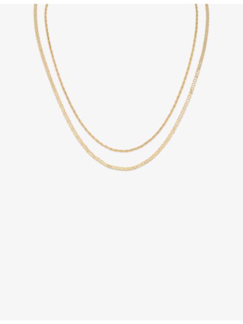 ASTRID & MIYU Illusion Double Chain 18ct Yellow Gold-Plated Brass Necklace