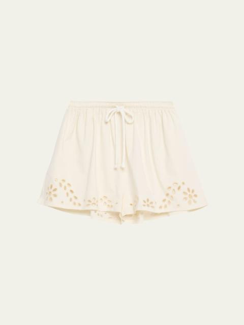 ULLA JOHNSON Vedi Embroidered Drawstring Shorts
