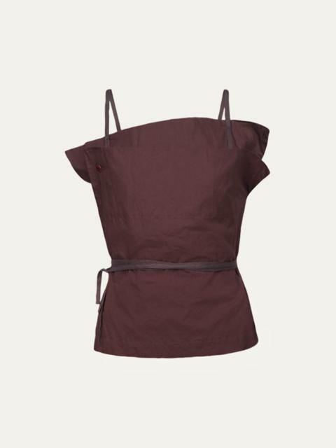 OSSOU Sienna Cotton Twill Ribbon Tie Top