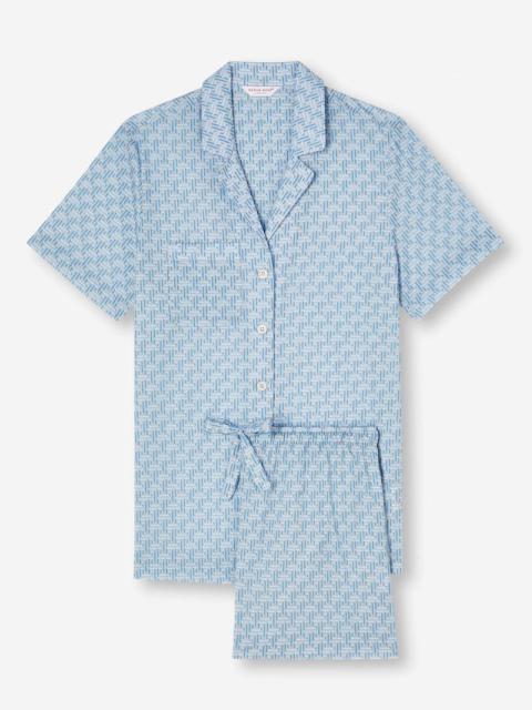 Derek Rose Women's Short Pyjamas Ledbury 72 Cotton Batiste Blue