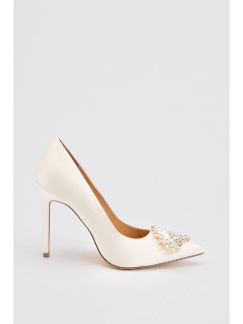 KAREN MILLEN Satin Stiletto Embellished Heeled Shoe