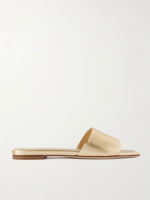 Aeyde Anna metallic leather slides Gold