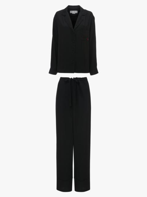 Victoria Beckham VB Monogram Pyjama Sleep Set In Black