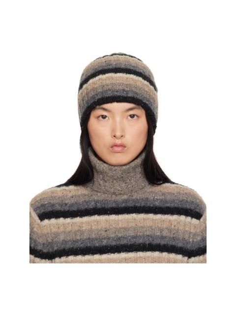 ERL Brown & Black Striped Beanie
