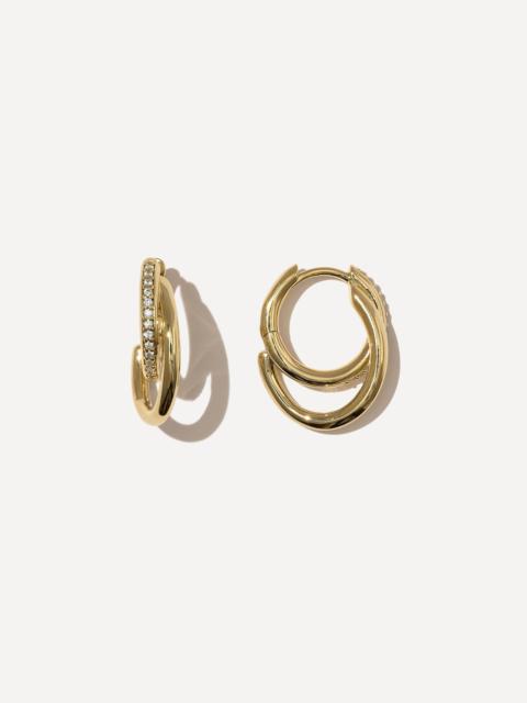 Otiumberg 14ct Gold-Plated Vermeil Silver Small Pavé Spiralis Hoop Earrings