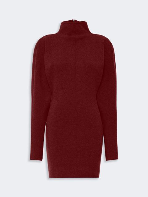Max Mara RACCONTO Short wool and cashmere yarn dress - BROWN BORDEAUX