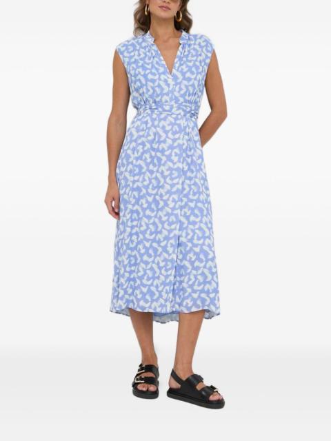 BOSS V-neck feather-print midi dress