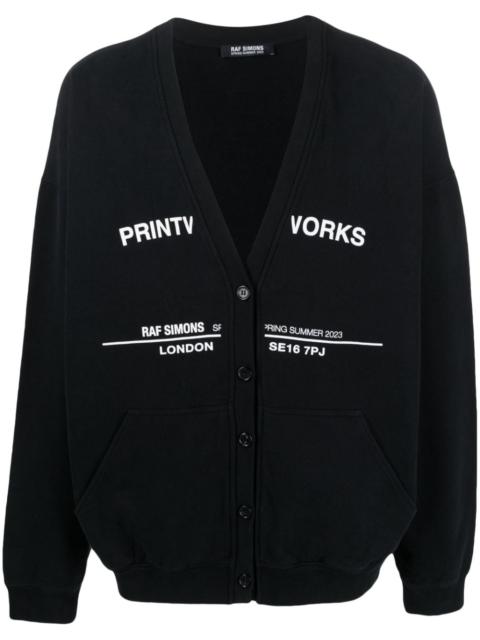 tour-print fleece cardigan