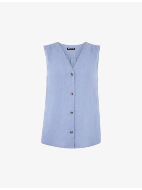 WHISTLES Laura V-neck sleeveless linen vest