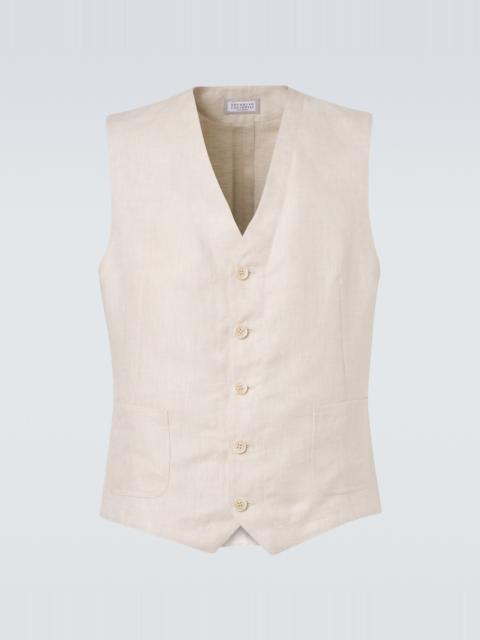 Brunello Cucinelli Herringbone linen vest