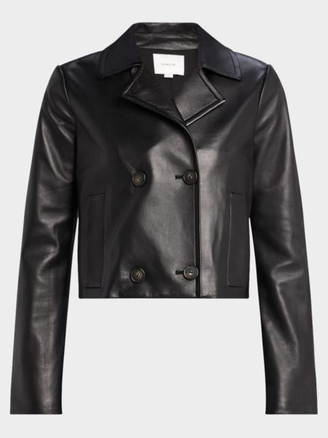 Vince Shrunken Leather Peacoat