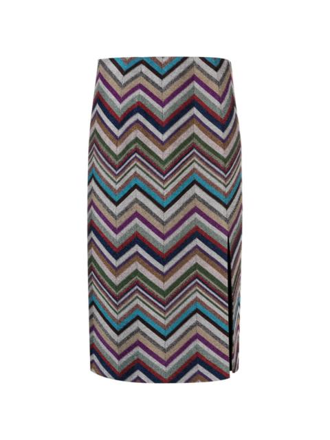 Zigzag-pattern pencil skirt