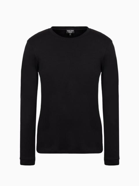 Pure cashmere interlock crew-neck jumper