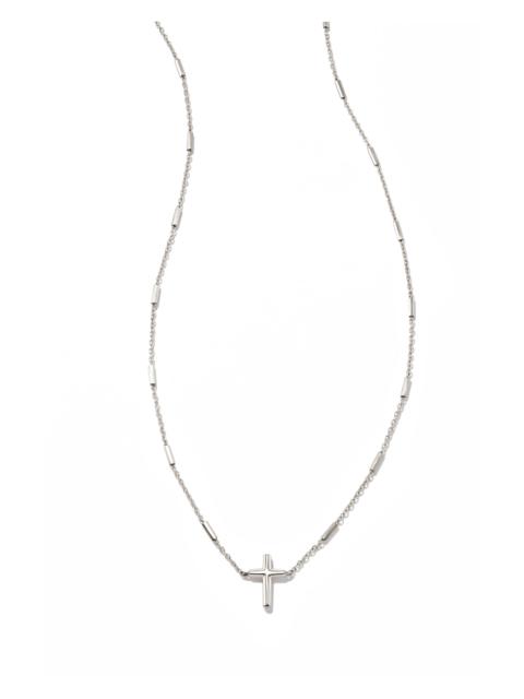 KENDRA SCOTT Delicate Cross Pendant Necklace in 14k White Gold