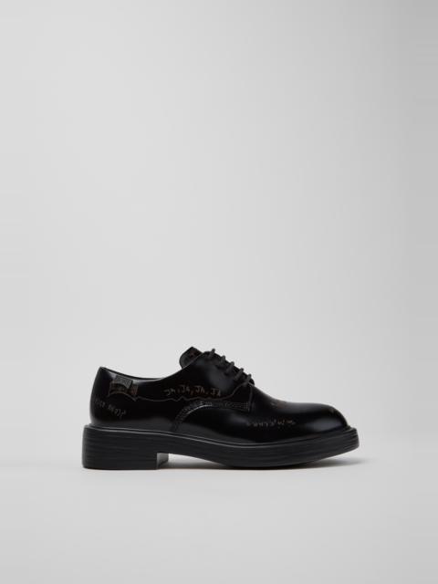 CAMPER Twins Black Leather Shoes for Women.