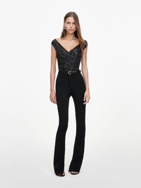 self-portrait Black Rhinestone Off Shoulder Top